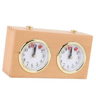 Imagem de aqxreight Relógio de Xadrez de Madeira de Pinheiro Timer Analógico Retro Competição de Madeira Tempo de Alta Precisão Ferramenta Mecânica para Xadrez Chinês Weiqi