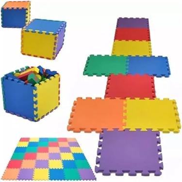 Imagem de Kit 10 Peças Tapete Tatame Infantil 50x50 10mm Colorido Proteção Contra Quedas Quartos e Brinquedotecas