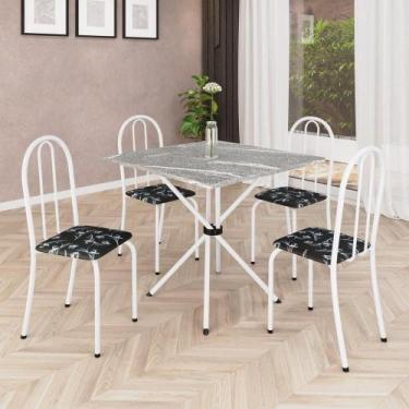 Imagem de Conjunto De Mesa Tubular 70x70cm Com Tampo Em Granito Topázio Com 4 Ca