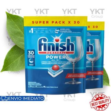 Imagem de Kit 2x Finish Detergente Tabletes Powerball Power 30u Lava Louças
