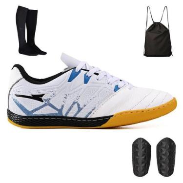 Imagem de Kit Chuteira pra Quadra Futsal + Mochila + Meião e Caneleira - Light, 