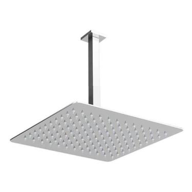 Imagem de Chuveiro Ducha Slim Quadrado Metal 30X30Cm Com Braço De Teto