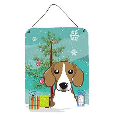 Imagem de Caroline's Treasures BB1611DS1216 Impressões para pendurar na parede ou porta de árvore de Natal e beagle, 30 x 40 cm, multicoloridas