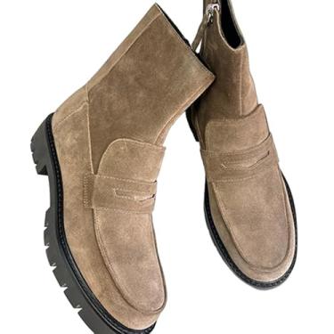 Imagem de Archicolor Botas curtas de couro bovino nórdico outono e inverno retrô bico redondo para deslocamento confortável botas femininas, sapatos femininos, Caqui, 40