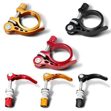 Imagem de 6 peças de pino de liberação rápida do poste do assento de bicicleta, 3 peças M6x65mm braçadeira de assento de bicicleta de liberação rápida, com 3 peças de grampos redondos de liberação rápida de