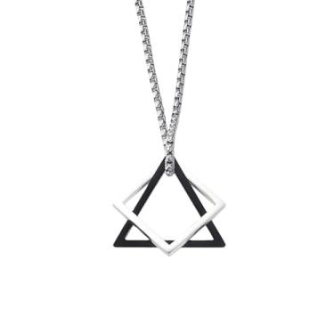 Imagem de Colar com pingente geométrico de aço inoxidável para homens, estilo hip-hop, acessório de moda masculino, one size, Metal, Sem Pedra Preciosa