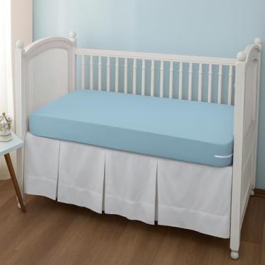Imagem de Capa Para Colchão de Berço Malha Gel Grossa Lisa Lavável C/Zíper Ajustável Reforçada 1,30cm x 70cm (Azul claro)