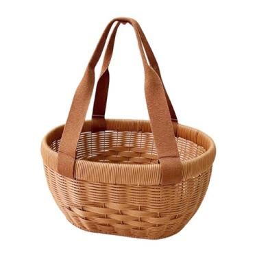 Imagem de SiaBiced Cesta de Compras de Vime Sintético, Leve, Portátil E com Abertura Superior, Ideal para Piqueniques.