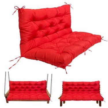 Imagem de LQQSDPJ Almofadas de substituição de balanço para exterior: almofada impermeável de banco de 2 a 3 lugares com laços - almofada de balanço de 10 cm de espessura para móveis de jardim e varanda