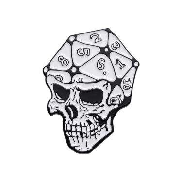 Imagem de Alfinetes de broche Skull Dice Punk Lapel Pin Badge Alloy 2,8 x 3,8 cm