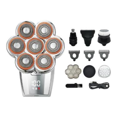 Imagem de Aparelho de Barbear Multifuncional Sete Lâminas Magnéticas com Tecnologia Sucção Magnética Desmontagem e Montagem Rápida para Queixadas Cortar Cabelo do Nariz Limpeza Contorno Facial Uso Seco Molhado