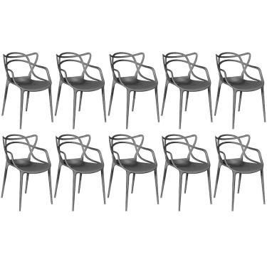 Imagem de Kit 10 Cadeiras De Jantar Allegra Prática Empilhável - Preto