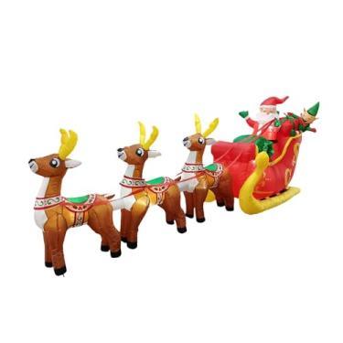 Imagem de Vaveren Enfeite de Natal inflável de Papai Noel, grande e fofo, com luzes de LED, para decoração de porta de entrada no inverno.