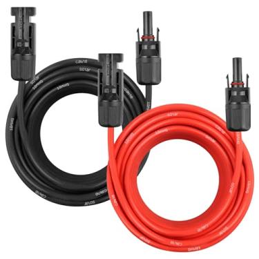 Imagem de Cabo de extensão de painel solar - 10AWG 40FT Fio solar de calibre 10 PV com conector impermeável fêmea e macho para trailer, sistemas fotovoltaicos, casa, barco, painéis solares, carro (12,2 m