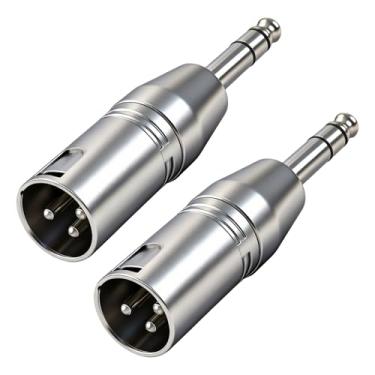 Imagem de YENOVO Adaptador TRS para XLR de 1/10.2 cm, adaptador de microfone XLR macho de 3 pinos para macho TRS de 6,35 mm, conversor de áudio para filmadoras, gravadores, mixers e alto-falantes (pacote com 2)