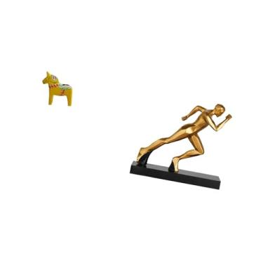 Imagem de Fenteer Estátua de Cavalo Corredor Sueco Dala, Ornamento Colecionável, Estatueta Dalecarlian, Arte Abstrata, Escultura Animal para Estante, Entrada, Mesa, Arm