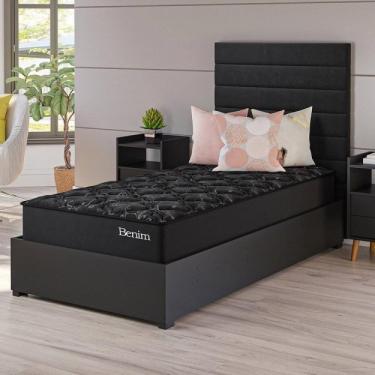 Imagem de Conjunto Cama Box Solteiro Benim com Molas Ensacadas 88cmx188cmx60,4cm Yescasa Preto