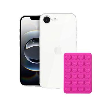 Imagem de Kit Capa Crystal Slim para Iphone 16E + Ventosa ROSA Gshield