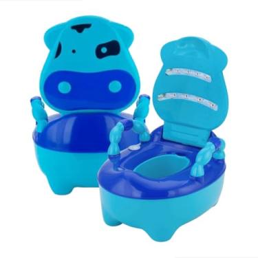 Imagem de Troninho Infantil Prime Baby com Música Fazenda Penico Educativo com Depósito Removível Antiderrapante e Alças Giratórias para Desfralde (Azul)