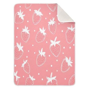 Imagem de Wassud Cobertor de bebê Strawberry Line Art para meninos e meninas, macio para bebês e recém-nascidos, cobertor aconchegante de algodão essencial para berçário, viagem, berço, carrinho 76 x 101 cm