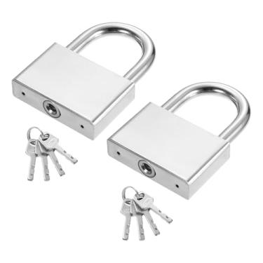 Imagem de PATIKIL Trava resistente de 68 mm, 2 peças de cadeado de alta segurança de aço de liga com 8 chaves para janela de porta de armazenamento de contêiner de transporte de armazém (H: 92 mm