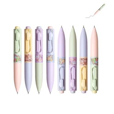 Imagem de GZBABY Canetas de gel fofas 8 peças, caneta esferográfica retrátil, 0,5 mm, tinta preta, caneta de bolso para marcar assinatura (jogar)