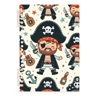 Imagem de Burbuja Caderno de desenho animado pirata, papel pautado universitário A5 com 60 folhas, fichário para escritório, 1 pacote