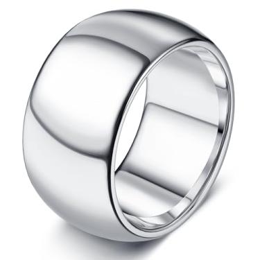 Imagem de Florideco Anel de aço inoxidável para mulheres e homens, anel de polegar simples rosado, anéis de empilhamento finos e espessos, anéis de compromisso de noivado de alto polimento, simples, abobadados