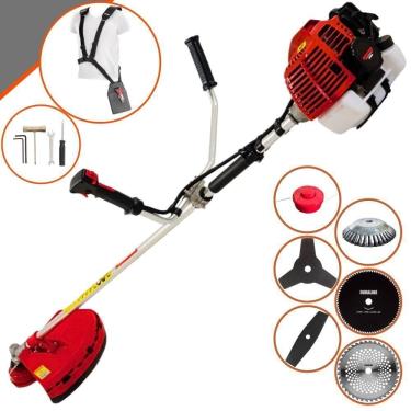 Imagem de Roçadeira Profissional Kawashima Kw52l À Gasolina 52c 2,5hp + Faca 2 Pontas + Faca 40 Dentes + Faca 80 Dentes + Escova