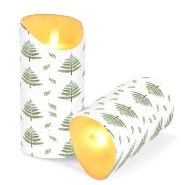 Imagem de ATTX Pacote com 2 velas sem chamas de árvore de Natal de desenho animado – Velas de pilar de LED de 7,6 cm x 15 cm com controle remoto e temporizador para casa, casamento, decoração de acampamento #39