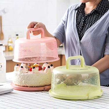 Imagem de Solinder Porta Cupcake Portátil, Caixa de Bolo Transparente Com Alça de Armazenamento, Caixa Portátil de Preservação de Alimentos para Cupcake, Material PP, Tamanho 26 * 22 * ​​12,5 Cm, (Verde)