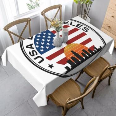Imagem de ZTPOWQA Toalha de mesa de jantar com estampa Los Angele dos EUA, 89 x 139 cm, retangular, impermeável, reutilizável, festa de jantar