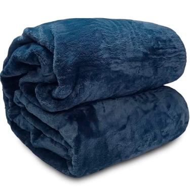Imagem de Cobertor Corttex Super Soft Alta Gramatura 500g Manta Microfibra Poliéster Toque Seda Macio Grosso Pesado (Azul Marinho, King Size)