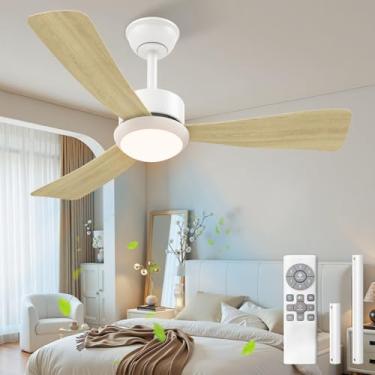 Imagem de Ventilador de Teto com Controle Remoto e Luz LED 42" (106cm), Motor BLDC Silencioso Reversível, 6 Velocidades, Luz 3 Cores, Timer, Economizador de Energia, Bivolt 110-220V, Branco