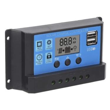 Imagem de Ymiko Regulador de Painel Solar Com Display LCD, Controlador PWM USB Duplo para Sistemas 12V/24V, Identificação Automática de Carga (50A)