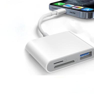 Imagem de Adaptador de leitor de cartão USB-C para SD de 3 portas | Leitor de cartão tipo C com três compartimentos SD/TF/USB