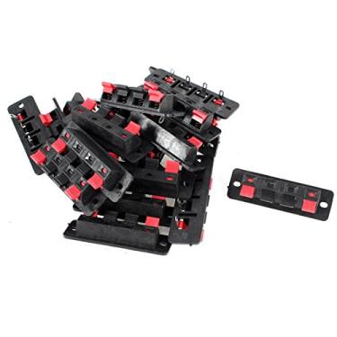 Imagem de sourcingmap 20 peças 4 pinos 4 posições bloco de terminais de alto-falante, caixa de plástico, placa de terminal estéreo de 4 vias, amplificador, grampo de junção de mola, clipe de teste, vermelho