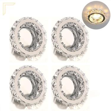 Imagem de 4 Spot Cristal K9 Embutir Inox Redondo Mr16 Gu10 Sala Lup70