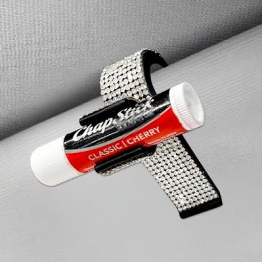 Imagem de I3DIDEA Suporte de chapstick de strass para viseiras de carro, 1 pacote com acessórios brilhantes de carro para mulheres e mulheres, protetor labial organizador de viseira de sol com materiais