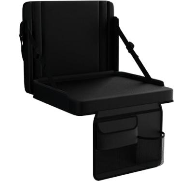 Imagem de Assentos de estádio com suporte para as costas, 1 pacote de cadeiras de arquibancada ajustáveis com encosto e assento almofadado com suporte para copos, alça de transporte e alça de ombro para eventos