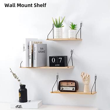 Imagem de Prateleira de Parede Rústica com Suportes Metal Prateleiras Armazenamento Decoração Quarto para Cozinha Sala Estar Banheiro Organizador Resistente e E