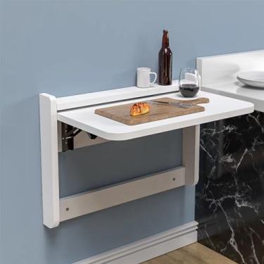 Imagem de Mesa dobrável, mesa de jantar de cozinha montada na parede, mesas de parede para espaços pequenos, mesa de computador suspensa flutuante, para estudo, jantar, quarto, banheiro (63,5 cm/25 pol, branco)