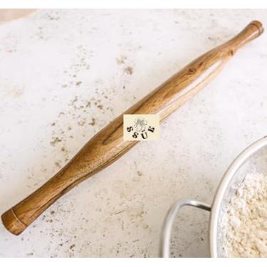 Imagem de Rolo de massa de madeira Belan Velan fino estilo indiano, perfeito para fazer puri, papad, chappati, pão, roti, biscoitos, torta, pizza, paratha com ferramentas e suprimentos fáceis de usar
