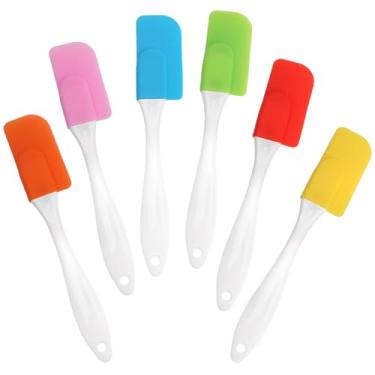 Imagem de Conjunto de 6 mini espátulas de silicone, pequenos utensílios de cozinha de silicone, resistentes ao calor e antiaderentes, para raspar frascos e recipientes