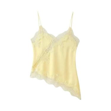 Imagem de Camisola Assimétrica De Verão Com Decote Em V E Alças Finas Em Cetim C