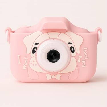 Imagem de Camera Digital Infantil Portatil, Fotos e Vídeos, Modo Selfie, Filtros, Jogos, Cartao Micro-SD, Bateria Recarregavel USB, Cordao de Pescoço e Case Antichoque para Crianças (Rosa)