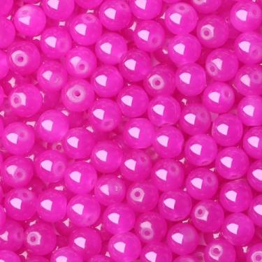 Imagem de NUKAYAI Kit de 500 peças de contas de vidro rosa vermelho para fabricação de joias, contas de cristal redondas de 8 mm para pulseira, colares, kit de brinco, pulseiras artesanais DIY (rosa vermelho)