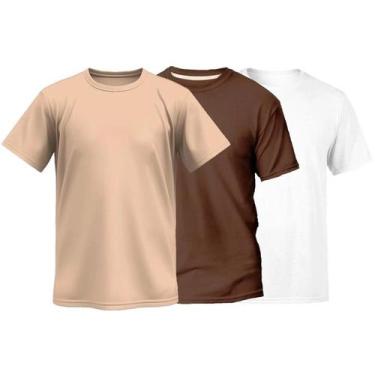 Imagem de Kit 3 Camisetas Masculina 100% Algodão Básica Lisa Gola Redonda Varias