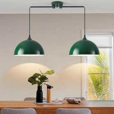 Imagem de Otmilance Luminárias Pendentes Para Ilha De Cozinha, 2 Luminárias, Luminária Pendente Com Cúpula Verde, Luminária Moderna Para Sala De Jantar, Iluminação Para Ilha De Cozinha, Luminárias Pendentes