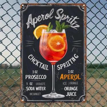 Imagem de Placa De Metal Vintage Aperol Spritz Roostertail Cocktail, Arte Rústic